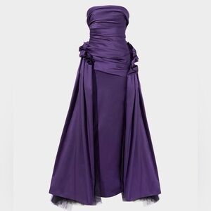 Carolina Herrera Draped Strapless Column Gown With Gathered Overskirt Dress